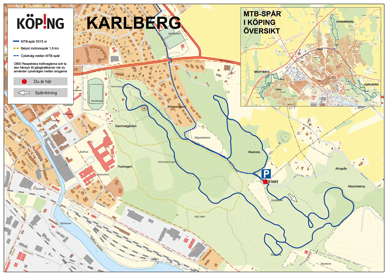 Mountainbikespår i Karlbergsskogen