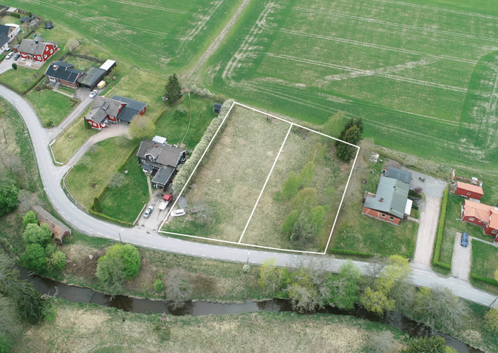 Flygfoto över tomterna
